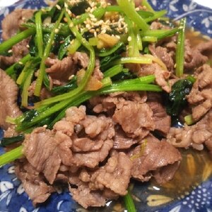 時短、簡単夕食♪牛肉とほうれん草の甘辛炒め